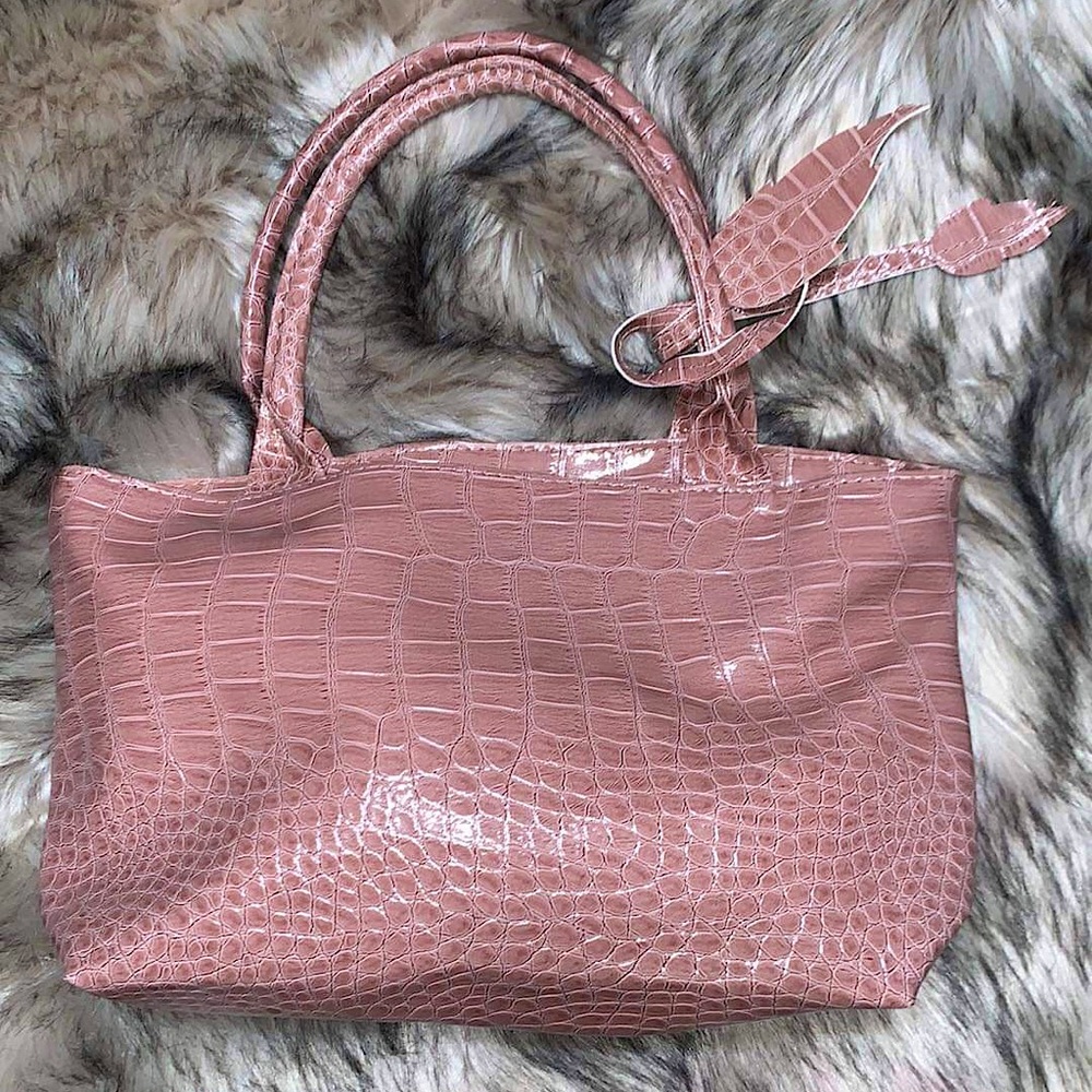 Pink Croc Small Tote Bag